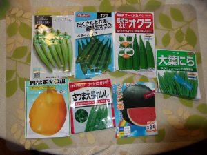 オクラ　ゴーヤ　スイカ　ニラ　まくわうり